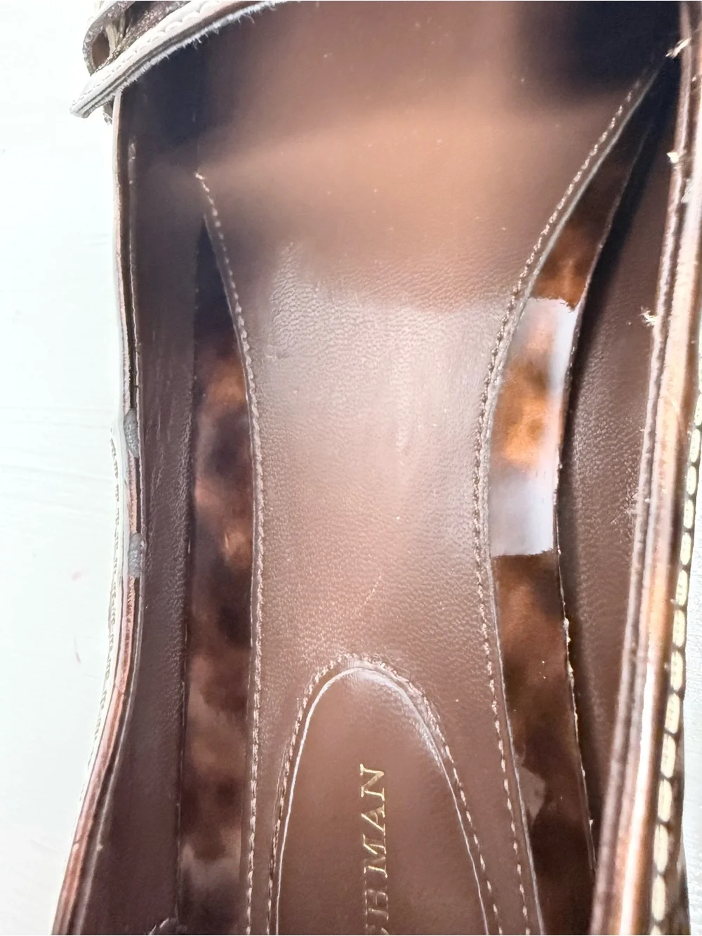 Van Buchman Tortoiseshell Patent Leather Penny Loafers Brown Size 9 M